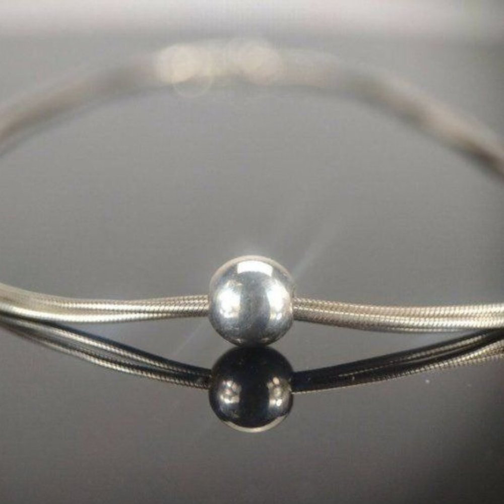 Silpada .925 Sterling Silver 3-Strand Beaded Snake Chain Necklace 16" N0914